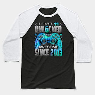 Level Unlocked Awesome Since 2013 11th Birthday Gaming Baseball T-Shirt